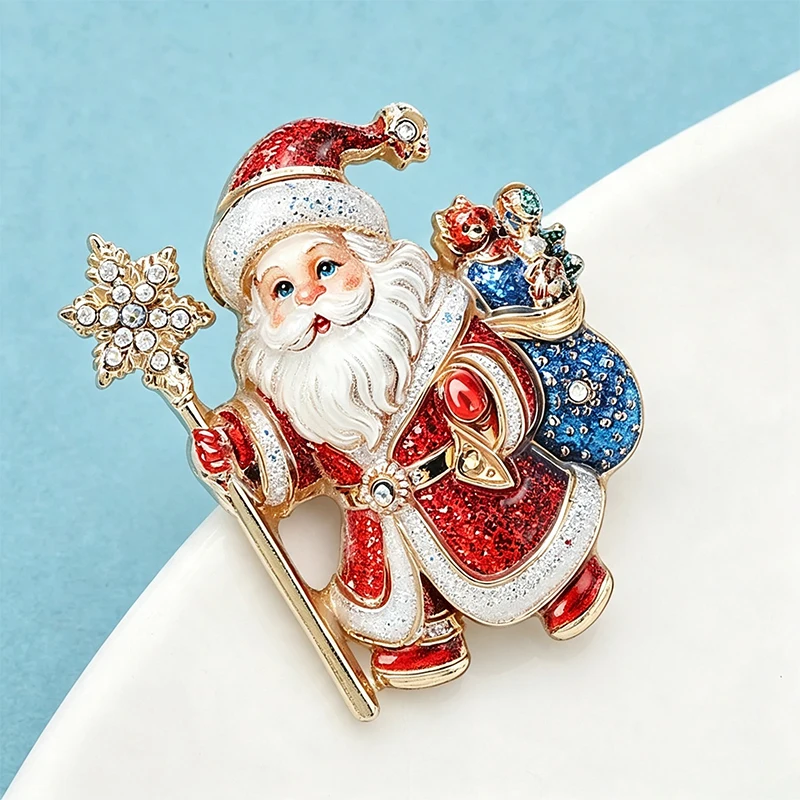 Wuli&baby Schöne Weihnachtsmann-Broschen für Damen und Herren, als Geschenk für Weihnachten, Vatertag, Partys, Broschen-Pins, Neujahrsgeschenke – Detail 5