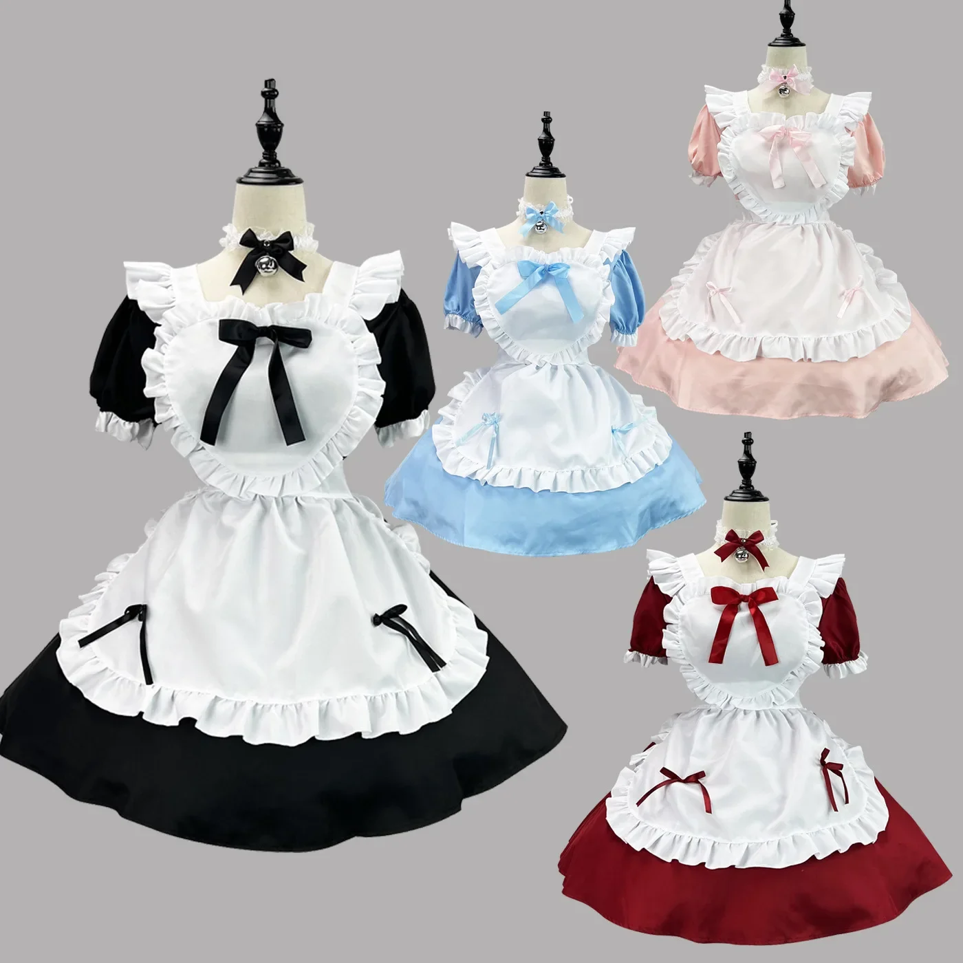 Disfraz de Lolita de Anime para mujer y niña, traje de mucama con corazón bonito, vestido de Alicia en 4 colores, ideal para fiestas y escenarios