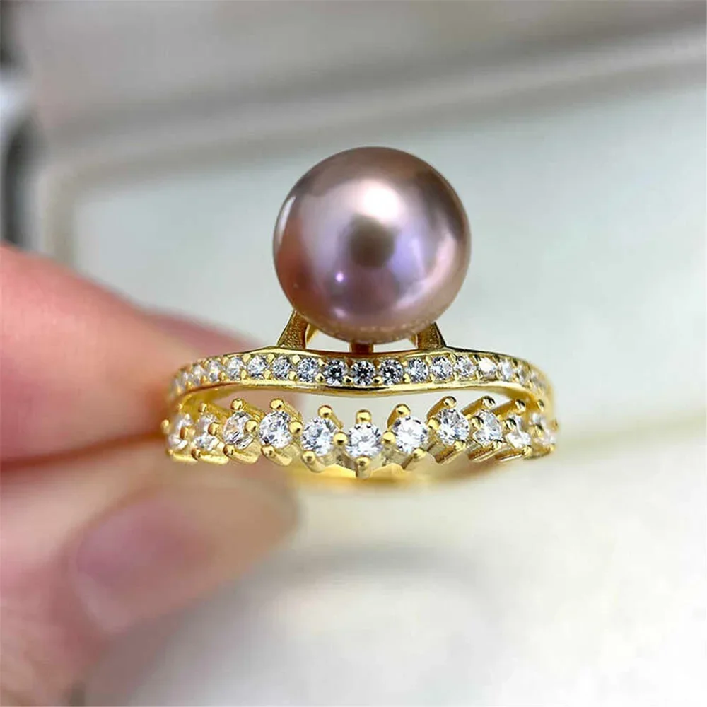 Solid S925 Sterling Silver Pearl Ring Settings Findings & Accessories - for Jewelry Making Bulk Wholesale Craft Supplies 10-12mm