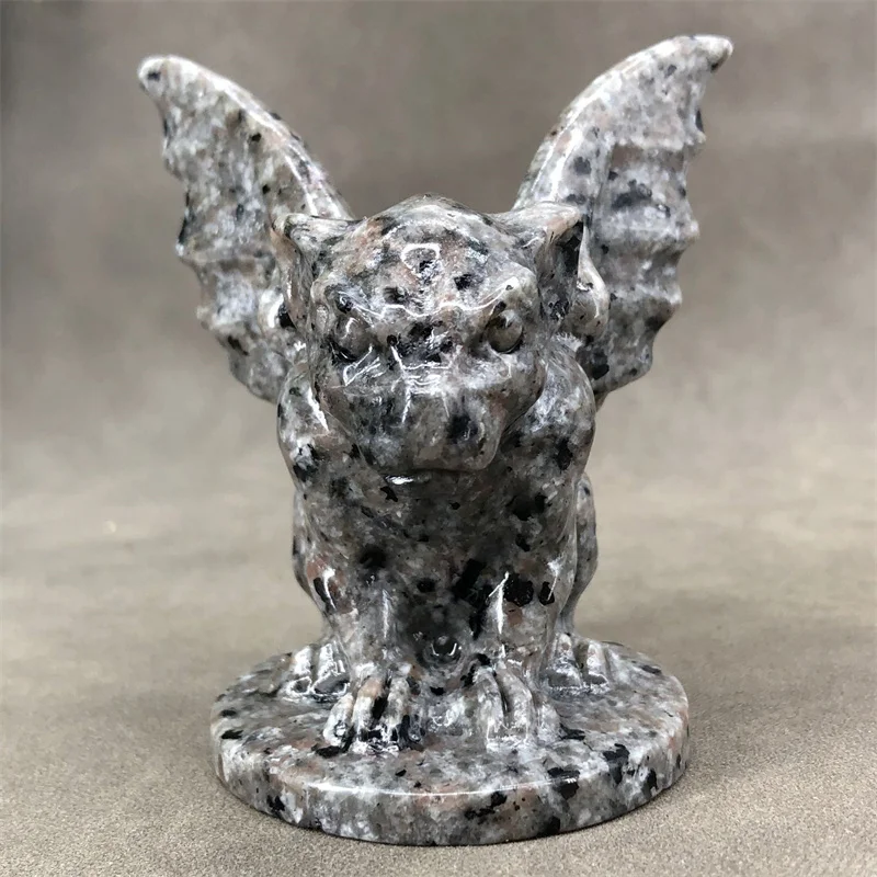 Natural Yooperlite Gargoyle Cartoon Hand Carved Crystal Polished Quartz Healing Stones Gemstones For Home DIY Decorations