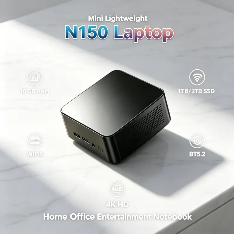 

Sleek 2026 Upgraded N150 Mini Slim Notebook Win11 Pro 16GB RAM SSD 4K WiFi6 Bluetooth Home Office Gaming Laptop