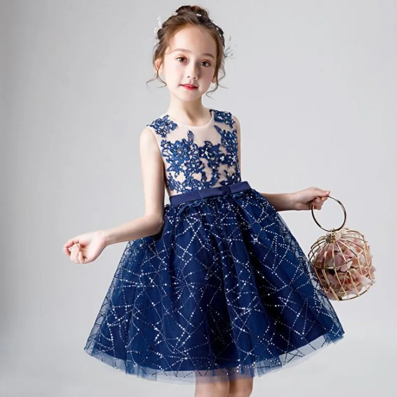 Sequin Flower Girl Dress For Girls Tulle Dresses Birthday Party Wedding Ceremonious Baptism Clothes First Communion Dresses