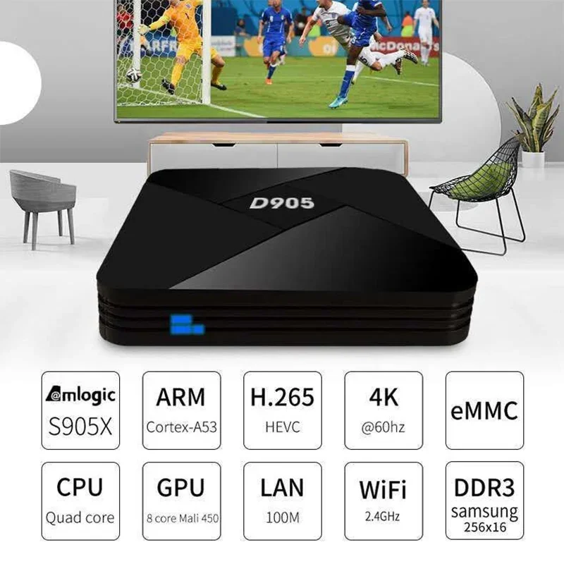 D905 Tvbox المحمول Android TV 8gb Ram WIFI Mlogic S905 4K Smart IPTV Box TV Smart Home Set Top TV Box Receiver
