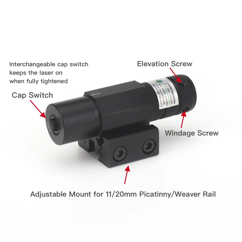 No Battery Tactical Red Dot Laser Scope For Adjustable 11/20mm Rail Laser Pointer