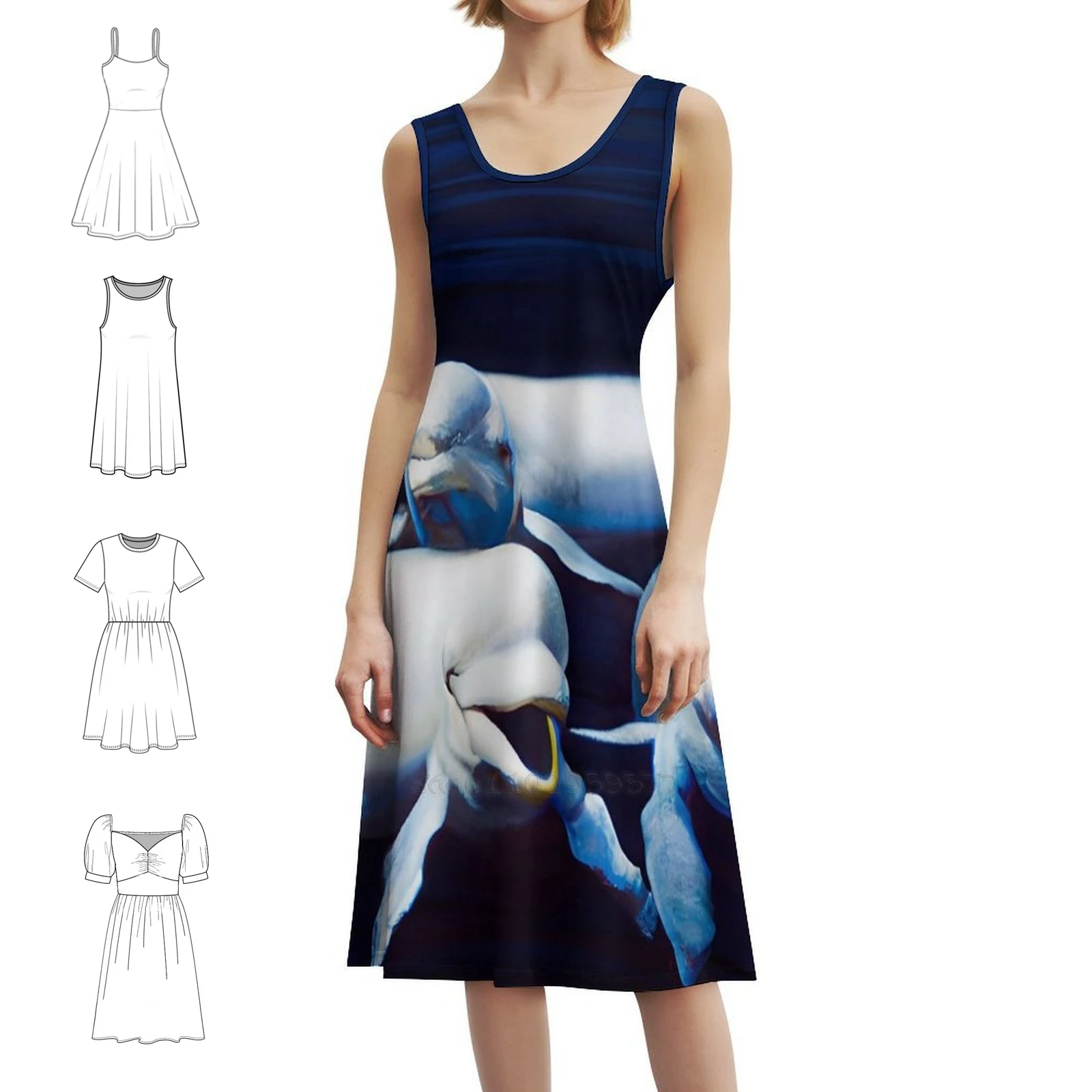 

Шикарное платье в стиле бохо с китами, элегантное модное пляжное платье для свадебной вечеринки, вечернее платье с изображением китов белого кита Orca Dolphin Fish, женское