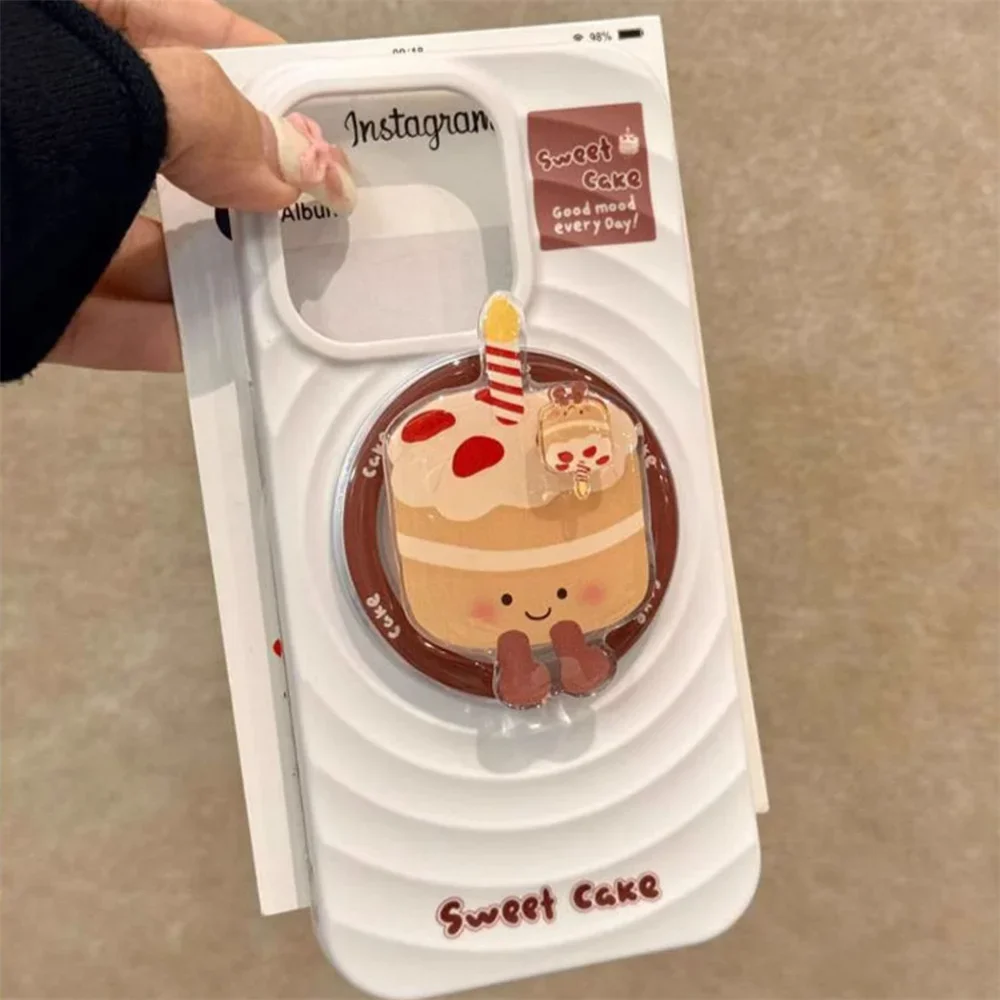 

Cute Funny Cake Rotation for Magnetic Phone Magsafe Griptok Grip Tok Holder for IPhone 17 Samsung S27 Case Holder