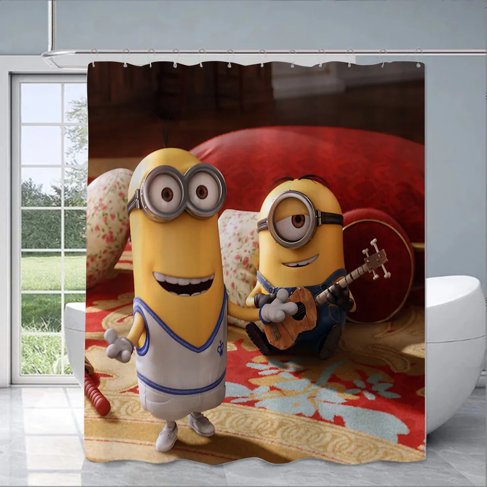 Hot S-Minions Cartoon Shower Curtain Waterproof Polyester Fabric Paint Colorful Bath Curtains Home Bathroom Curtain With Hook