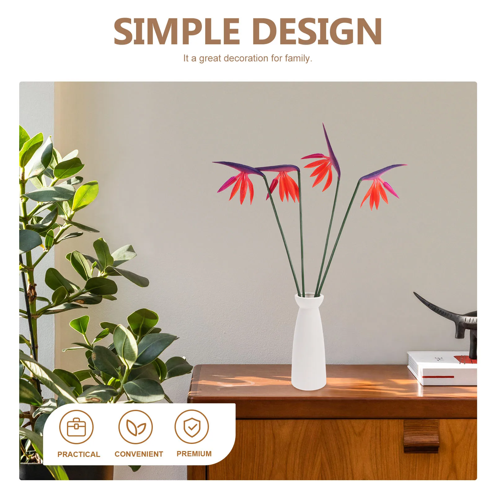 

4pcs Artificial Flowers Decor Tropical Faux Flowers Large Elegant For Home Wedding Party Lifelike Fake Plants Imitation Props