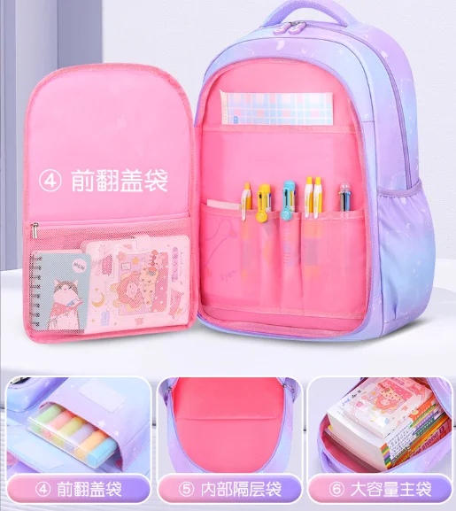 Cute Princess Color-Changing Backpack Children Girls School Bags Orthopedic School Lightweight Waterproof Mochila Infantil