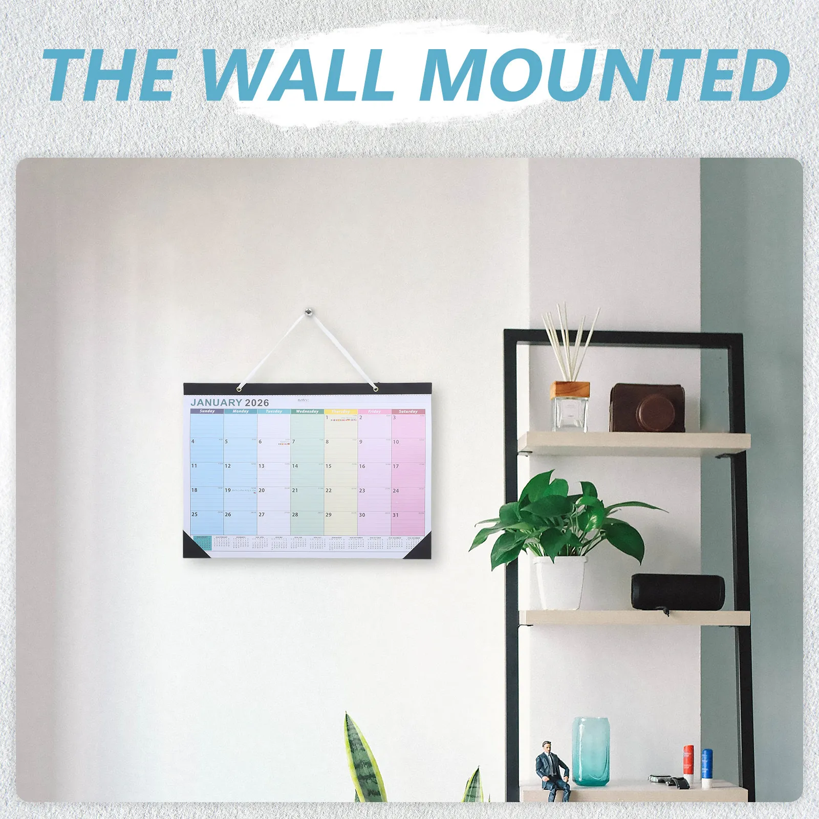 

18-Month Horizontal Wall Calendar 2026-2027 Hanging Academic Planner with Multi-Country Holidays Large Monthly Squares Premium