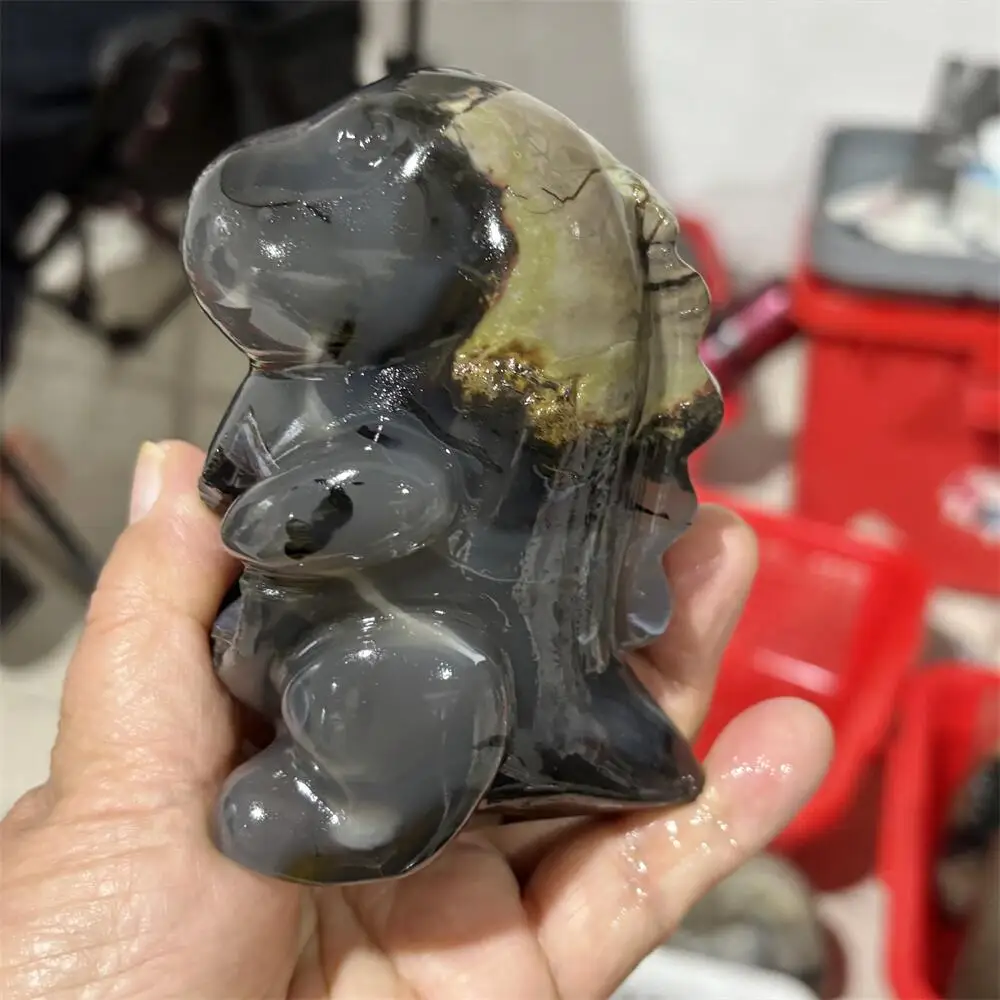 1PCS Natural Quartz Volcanic Agate Dinosaur Cartoon Dragon Carving Home Decor Healing Crystal Unique Birthday Gift Craft