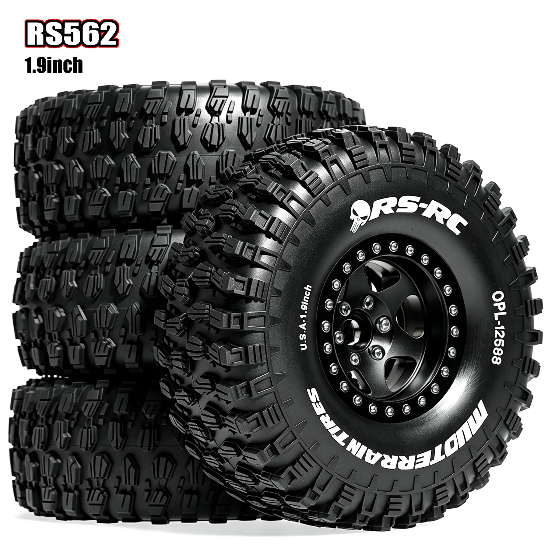 Negative Offset -10mm Aluminum 1.9 Beadlock Wheels and 1.9 Mud Slingers Tires for 1/10 RC Crawler SCX10 TRX4 VS4-10 Gen8 RC4WD