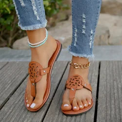 Women's Flat Slippes Summer Plus Size Ladies Flip Flops Retro Open Toe Casual Slide Shoes for Women Outdoor Female Thong Sandals