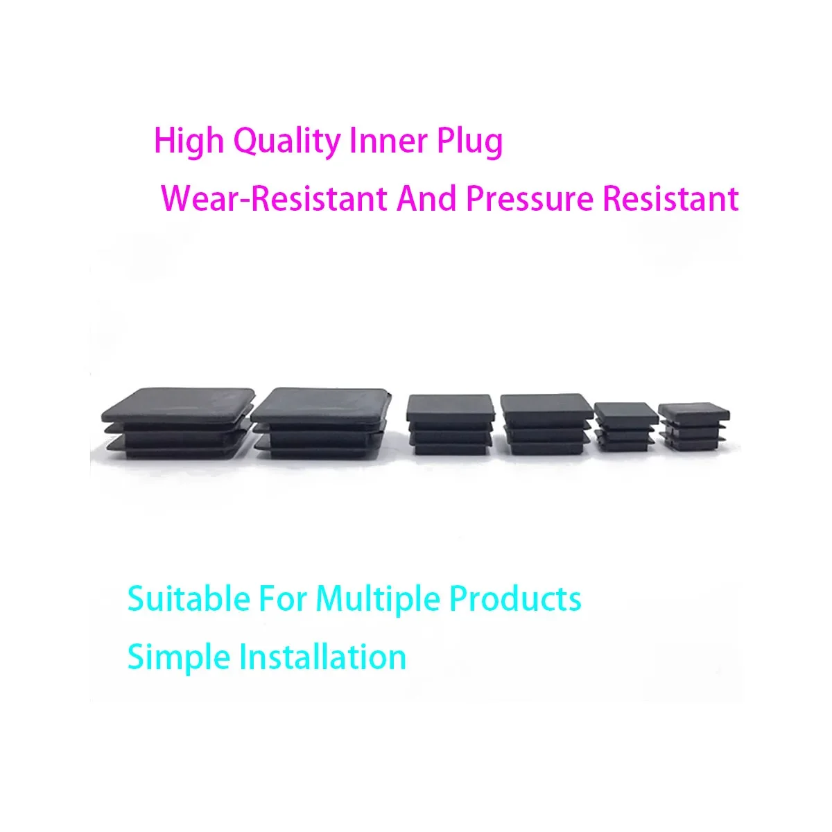Protective Gasket and Dust-proof Sealing for Furniture End Caps Black Plastic Square Cover With