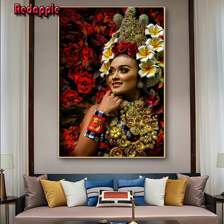 5D Diamond Painting for Women, Flower Girl, Embroidery, Mosaic Portrait, Picture of Rhinestones, Home Decor, Art, Makeup, Beauty