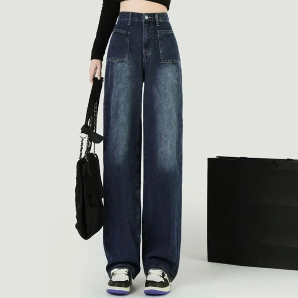 Korean Baggy Denim Jeans Straight Leg Wide Leg Cowboy Pants Retro Ins Style Jeans Women Y2k Lady