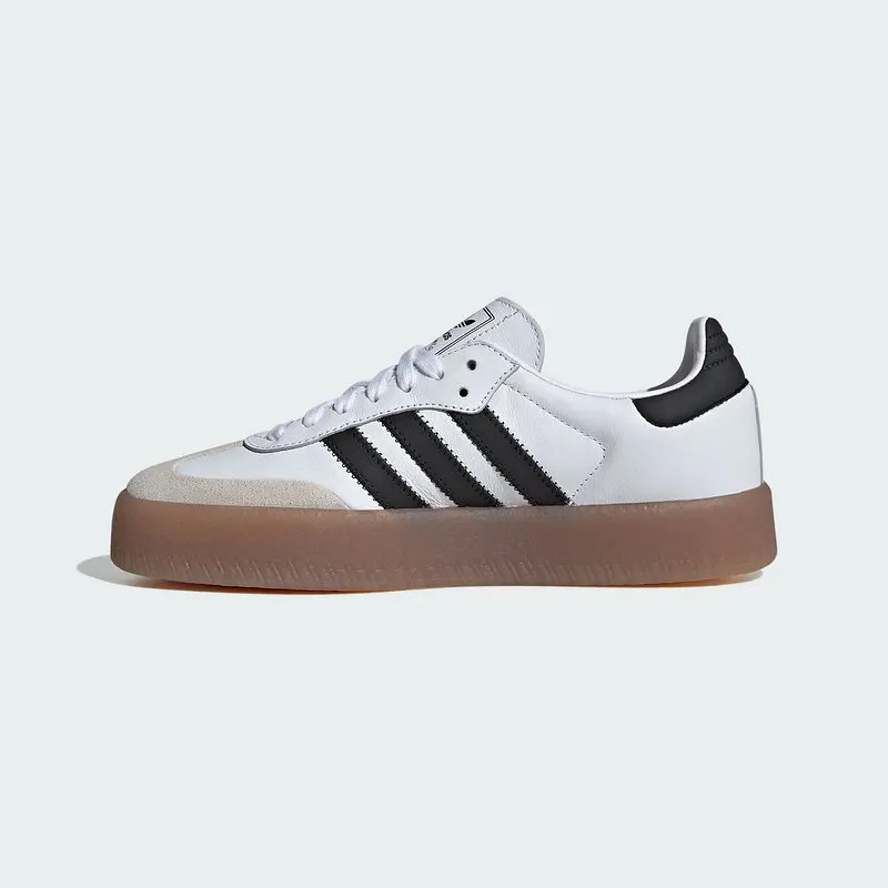 Adidas JI1349 Ladies Classic Casual Trainers White Black Three Stripes Suede Leather Gum Sole Lightweight Street Walking  Sneake