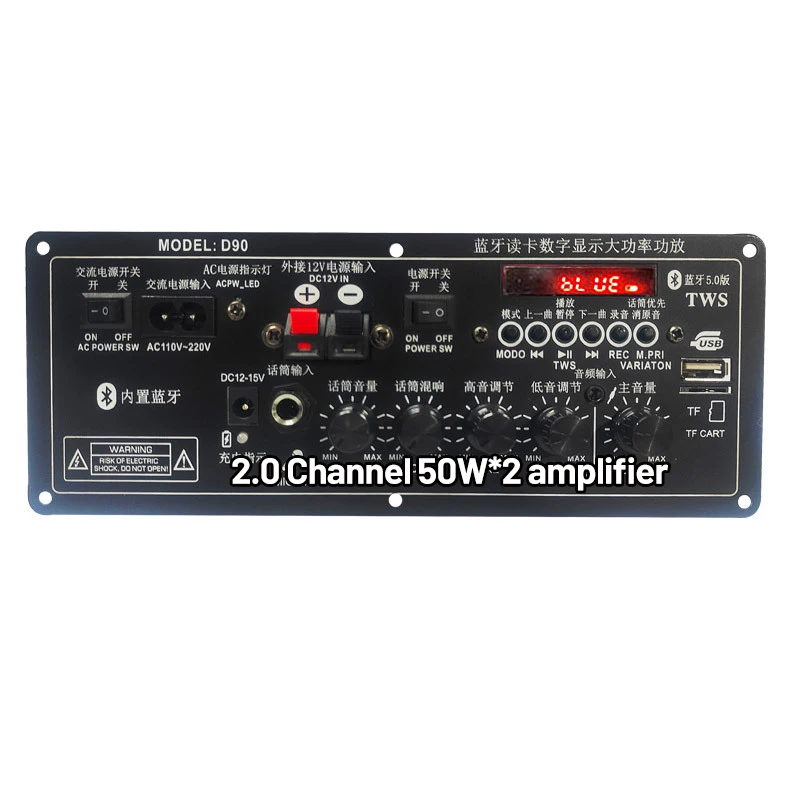 2.0 Channel 50W*2 Rechargeable Trolley Audio Power Amplifier 12V PCB Board for Car Subwoofer Stereo Receivers Amplifiers Product