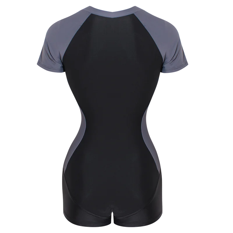 2023 New Women One Piece Sports Beach Wear Swimming Suit Short Sleeves Padded Bathing Suit Summer Beach Wear Sports