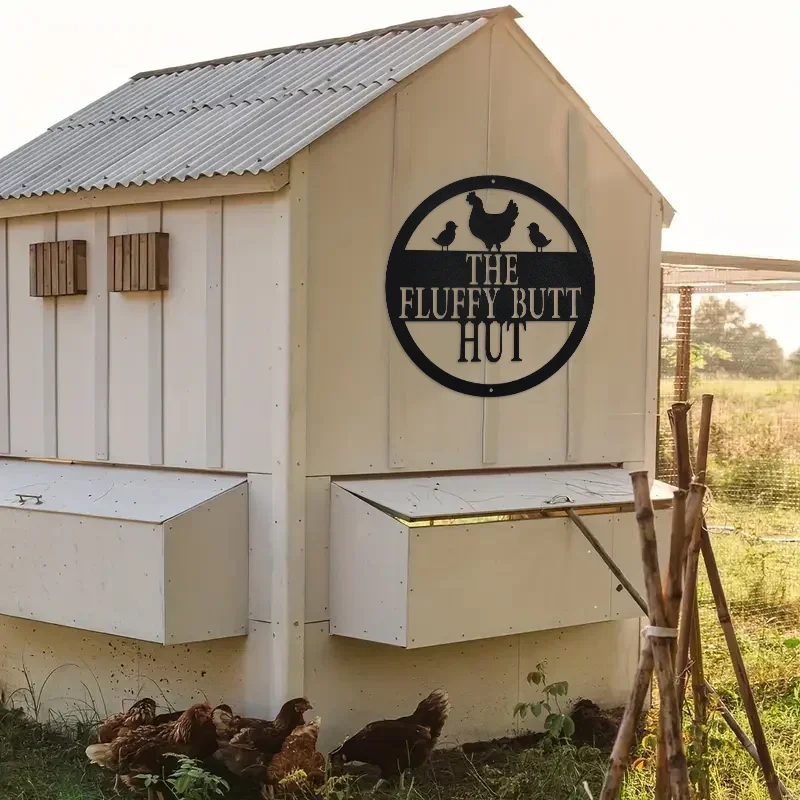 Metal Wall Funny Chicken Coop Wall Decor Chicken Coop Sign Fluffy Butt Hut Sign Chicken Coop Accessories Metal Sign Farmhouse