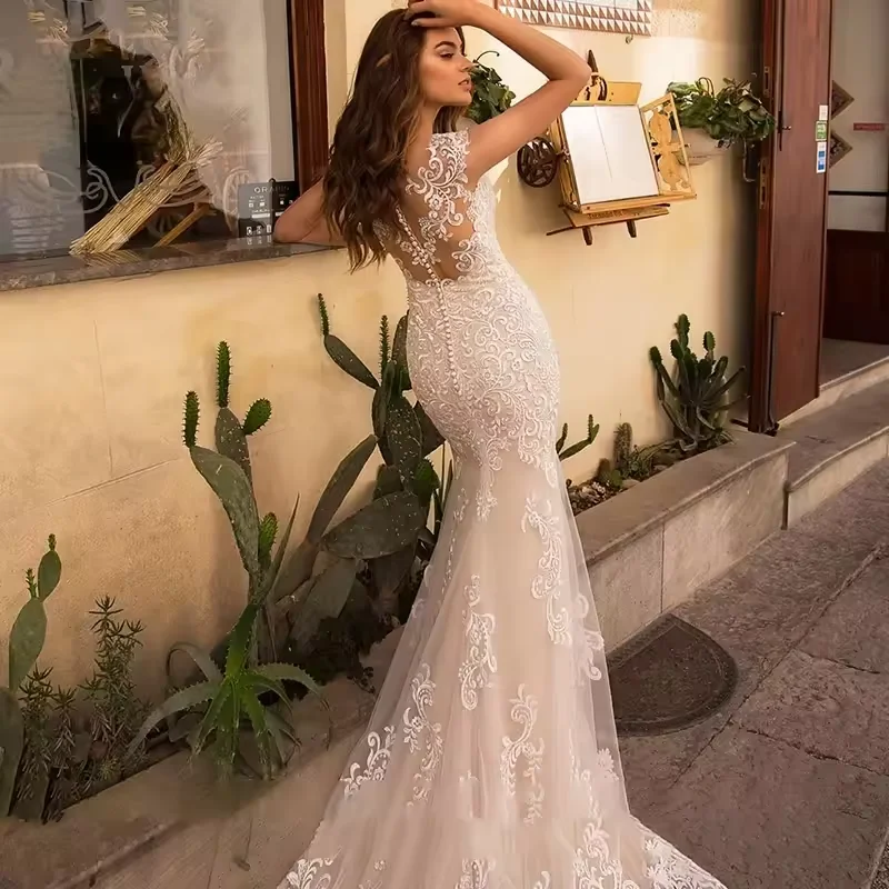

Роскошные съемные платья 2 в 1, Vestidos De Novia, вышитые кружевные свадебные платья русалки, аппликации, Vestido De Noiva
