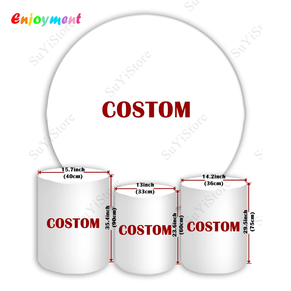 Enjoyment Party Photo Backdrop Kids Birthday Party Decoration Circle Background Cylinder Covers Vinyl Polyester Party Supplies