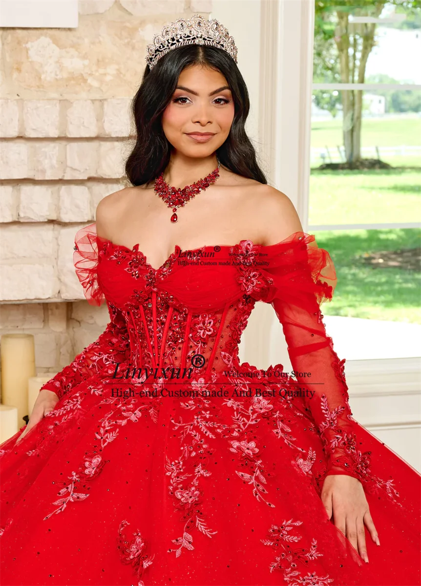 Vestido de quinceañera con apliques morados de México para niñas, vestido de baile con escote Corazón, apliques de cuentas, vestidos de fiesta de cumpleaños, graduación, dulce 16