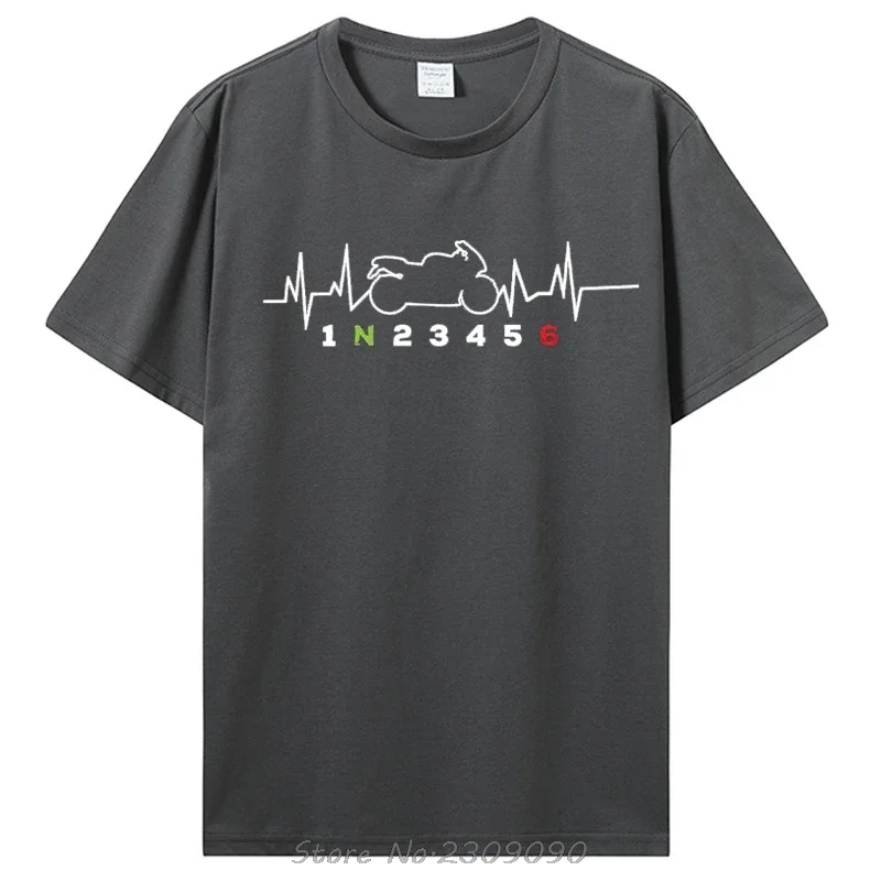 T-shirt en coton imprimé graphique Heartbeat pour hommes, chemise de motard, vêtements de fitness respirants, équipement de moto