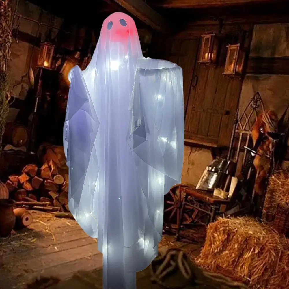 Glowing Ghost Pendant Halloween Hanging Ghost Decoration with LED Light Spine-chilling Ghost Decor for Haunted House Home Decor