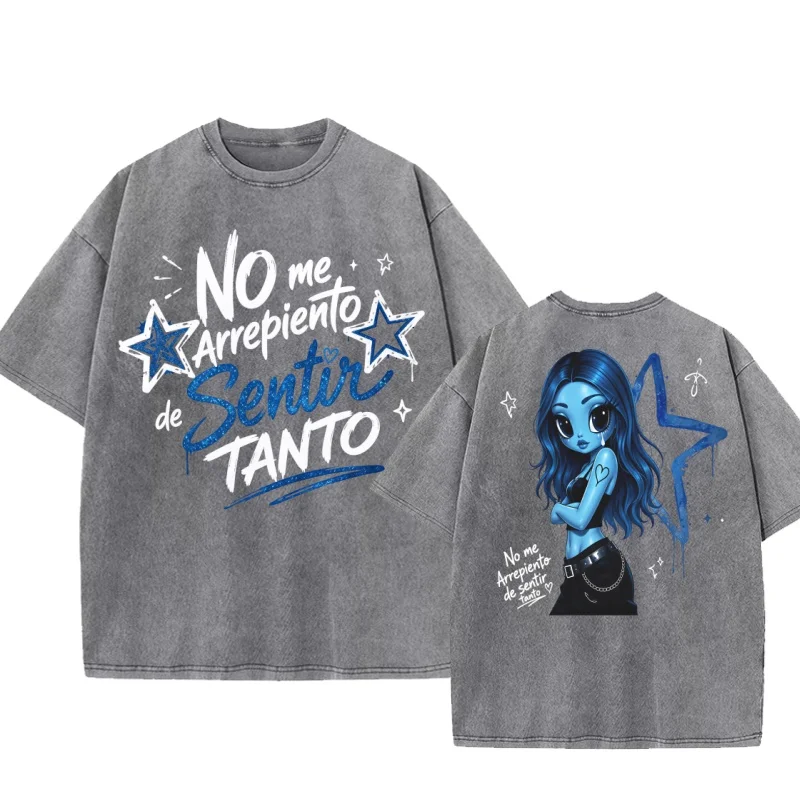 Karol G New Album T-shirt Men Woemn Washed Vintage T Shirt Reggaeton Fan Gift Latin Tshirts Cotton Short Sleeve Tees Oversized