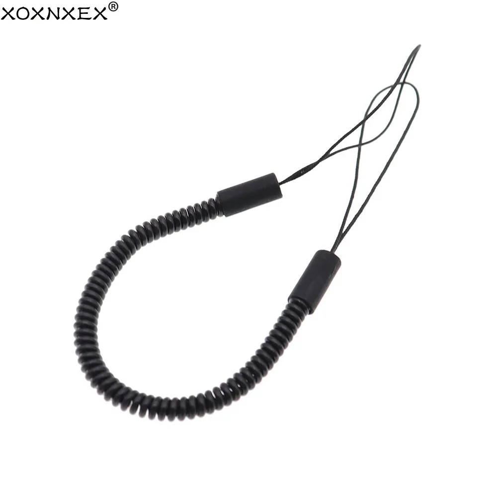 1Pcs Highquality Stylus Spring Secure Cord Black Mobile Phone Lanyard Spring Cords PVC Phone Strap