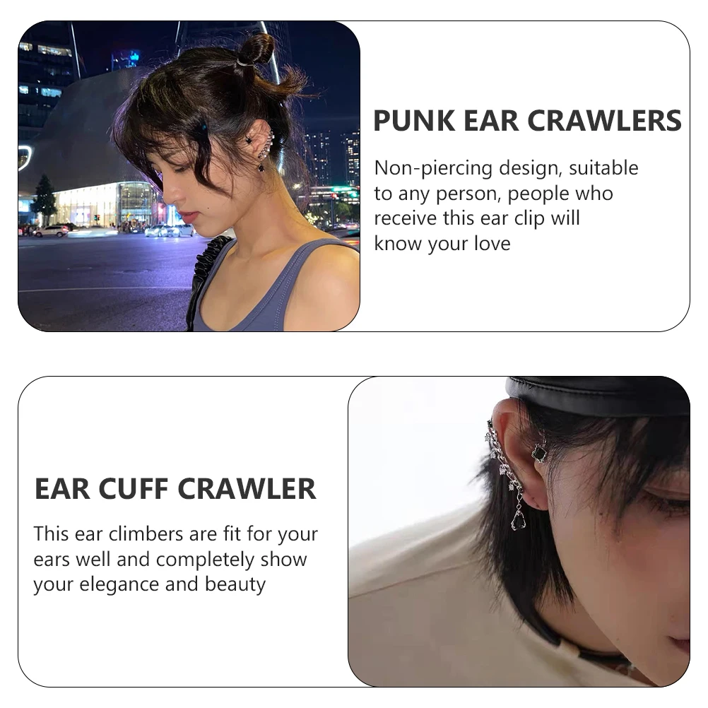 

2pcs Vintage Metal Clips Punk Gothic Style Non-Piercing Ear Cuff Wrap Hook Cartilage Clip Ear Wrap Crawler Elegant Party