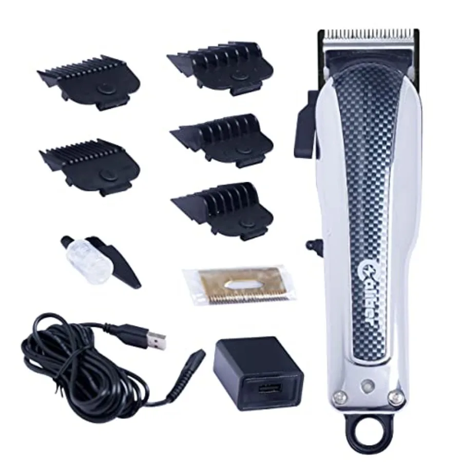 

9MM Mabuchi Clipper - Professional Cordless Electric Hair Clippers with 5 Comb Guards Oil USB Charging Cord Brush - Black Titan