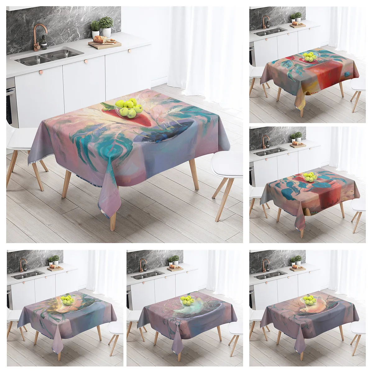 New Abstract Tea Tablecloth Waterproof and Oil-proof Dining Tablecloth Nordic Wind Bar Tablecloth Home Decoration
