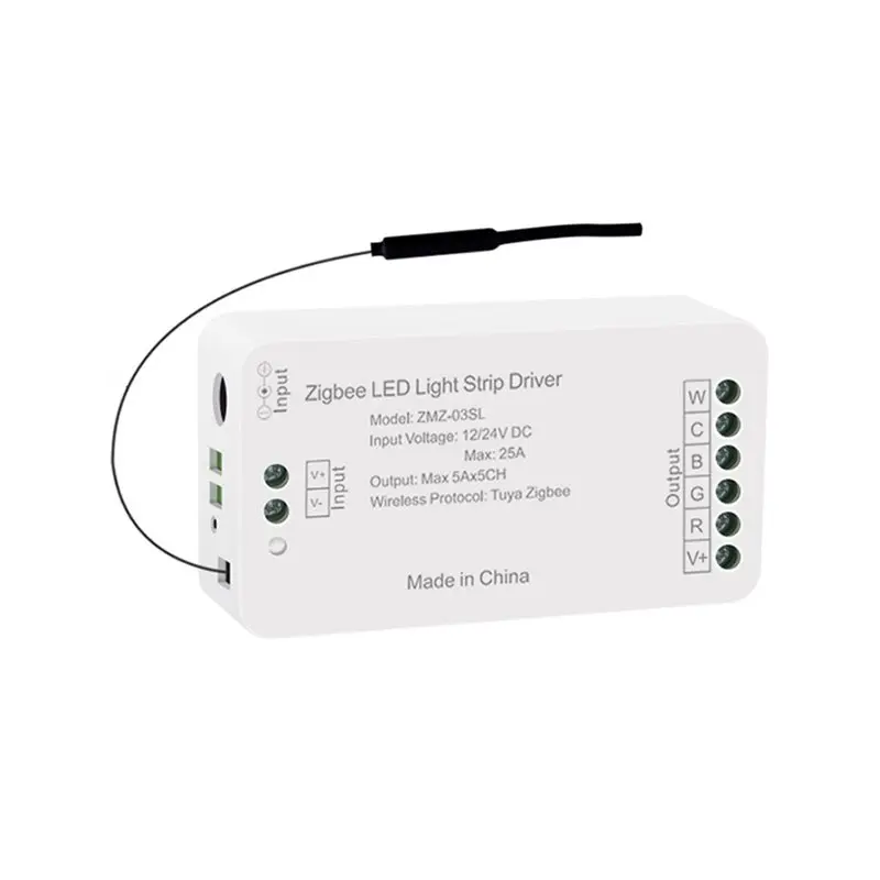 AA77 Zigbee RGBCCT LED Controller 12/24V 25A Max Work For Tuya Homekit Alexa Smartthings APP RGBCW LED Light Strip Driver