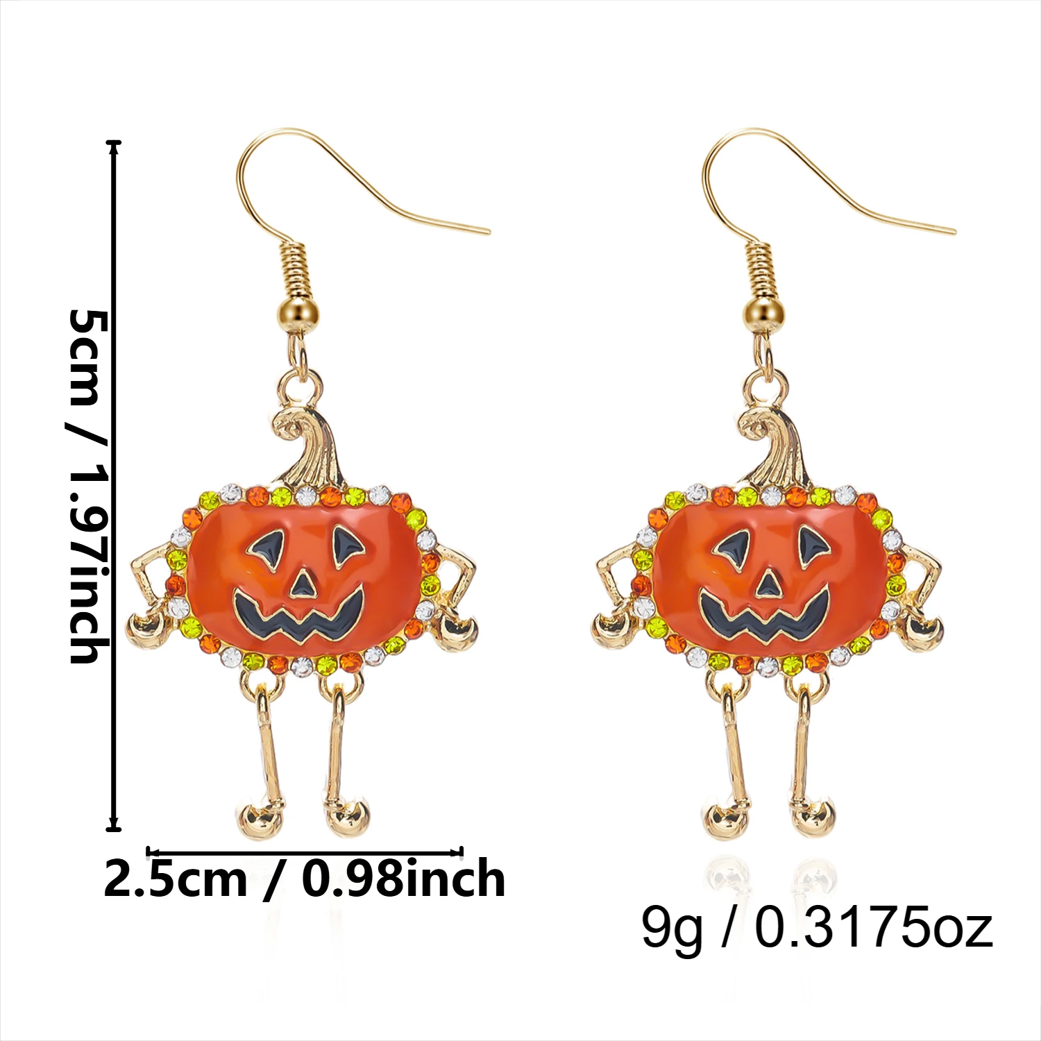Kreative Cartoon Akimbo Kürbisbein-Ohrhänger für Damen, Halloween Emaille Spinnen-Ohrhänger, Festival Party Schmuck Geschenke – Detail 11