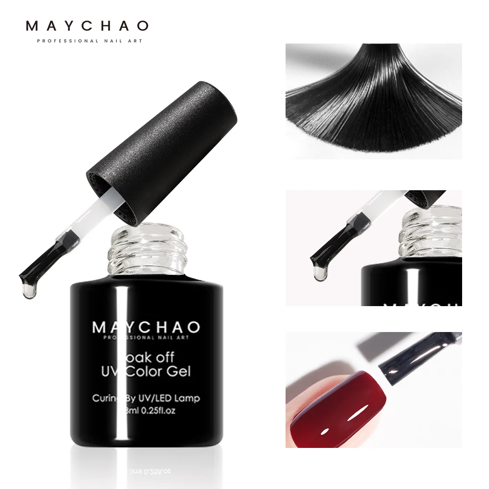 MAYCHAO-7.3ml 베이스 젤 탑 코트 UV 젤 네일 폴리쉬, 네일아트 매니큐어 UV LED 하이브리드 바니시 오래 지속되는 네일 젤