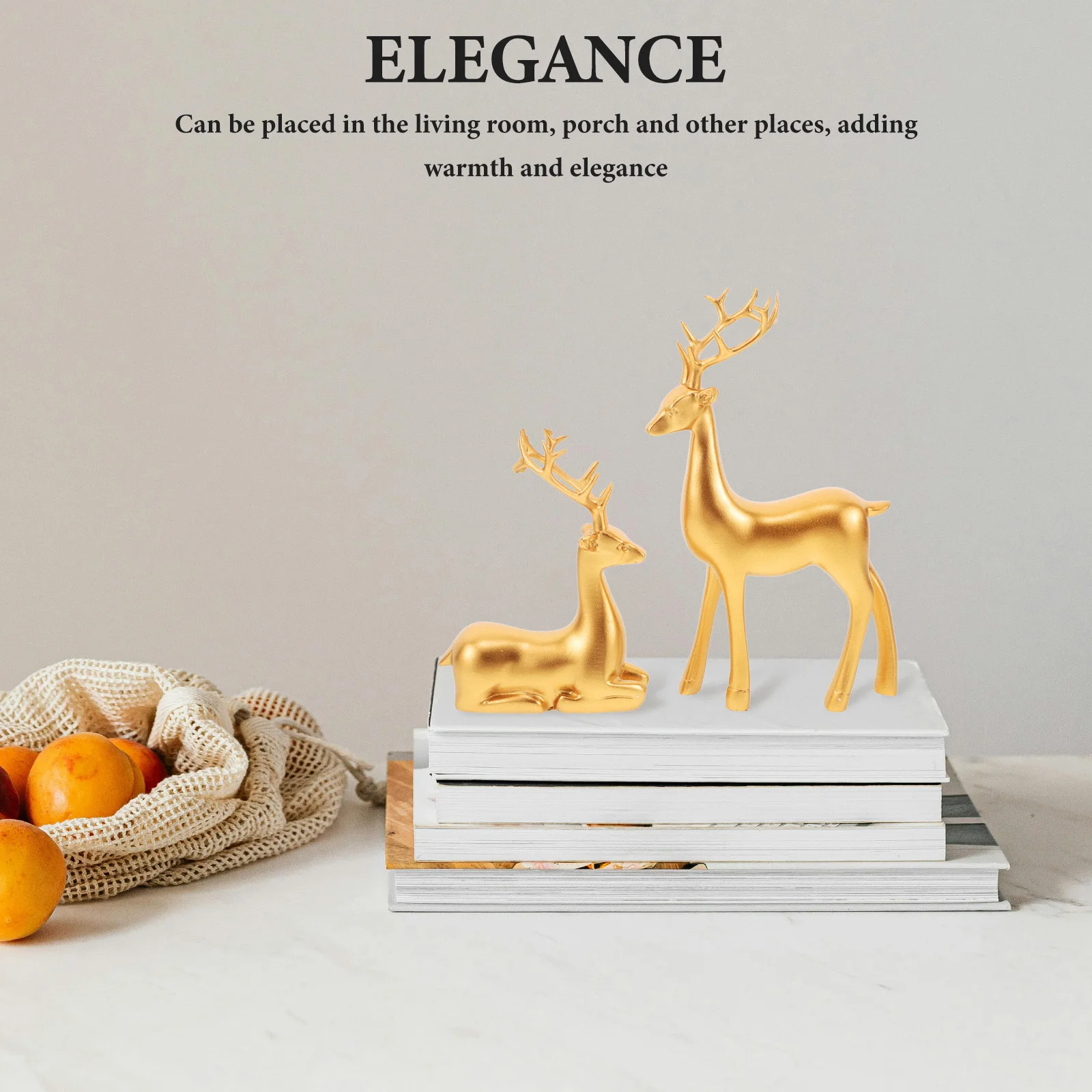 

2Pcs Christmas Reindeer Decor Resin Deer Statues Elk Sculpture Xmas Tabletop Home Office Living Room Shelf Decorations