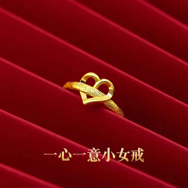 9999 real gold 24K yellow gold Women\'s love ring