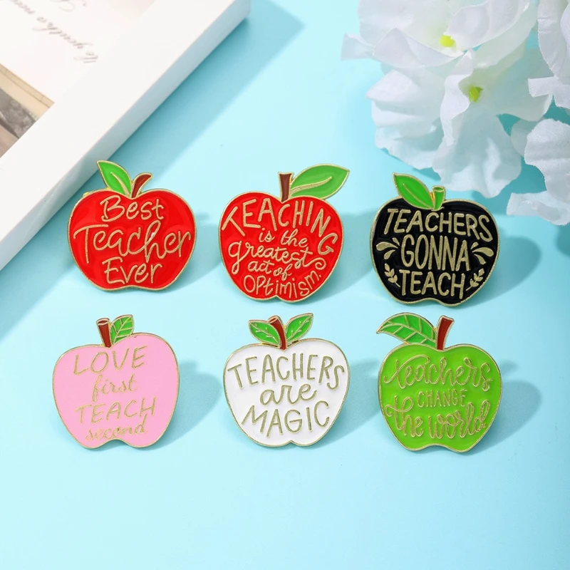 New Style Apple Design Thanksgiving Letter Theme Brooch Metal Badge Pin For DIY Clothing Bags Hat