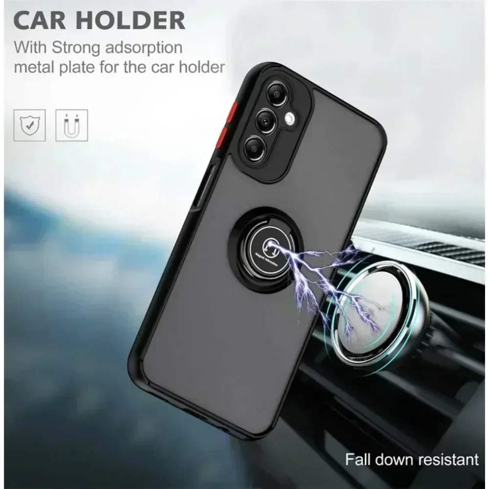 충격 방지 매트 마그네틱 케이스, 삼성 갤럭시 S24 S23 S22 S21 S20 울트라 플러스 S21 FE A 55 A15 A35 A25 A05 링 거치대 커버