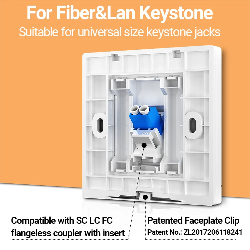 AMPCOM Sợi Quang Góc Cạnh Đĩa Treo Tường LC SC FC ST Simplex Duplex FTTH Khớp Nối Adapter Móc Dán Mặt Lưng 86*86 Loại