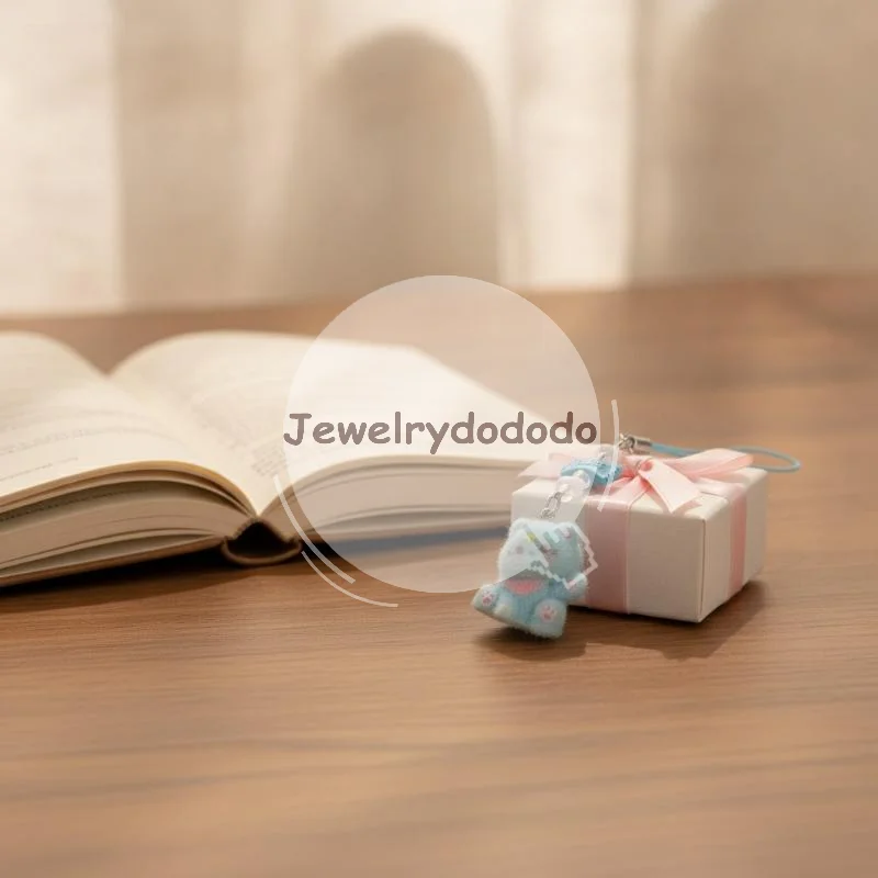 3D Flocked Resin Bear Keychain Cute Sweet Creative Phone Chain Pendant for Student Bag Decor Valentine Gift