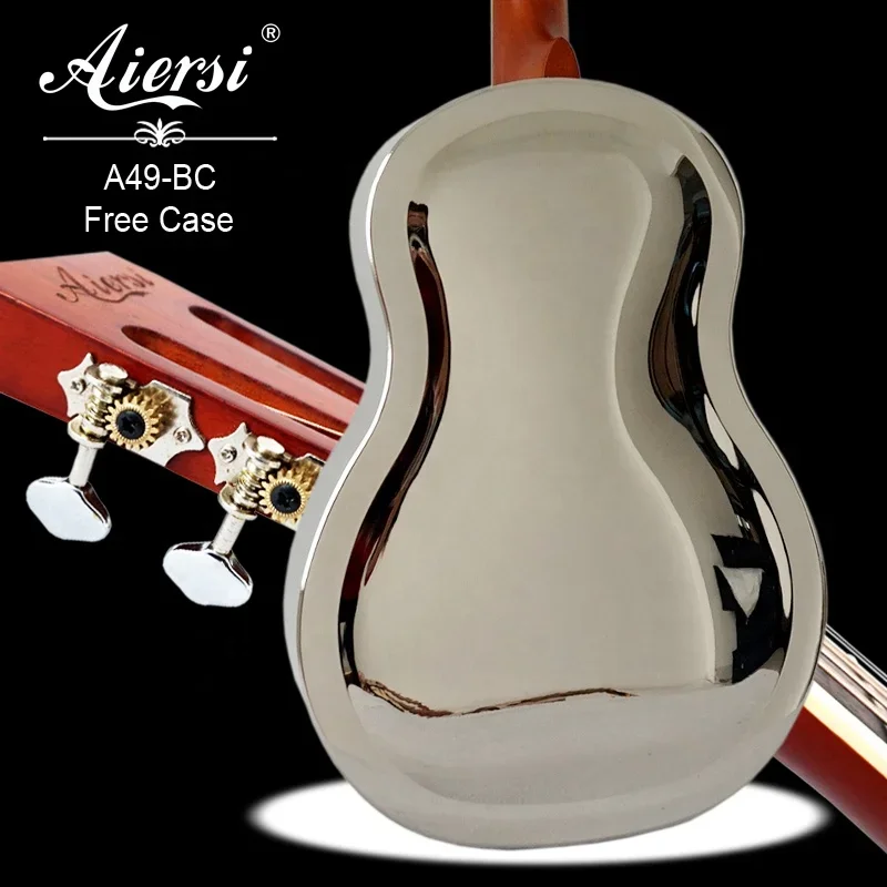 China Aiersi Brand Gloss Chrome Plated Brass Body Tricone Resonphonic Guitar Blues Slide Metal Resonator Guitars