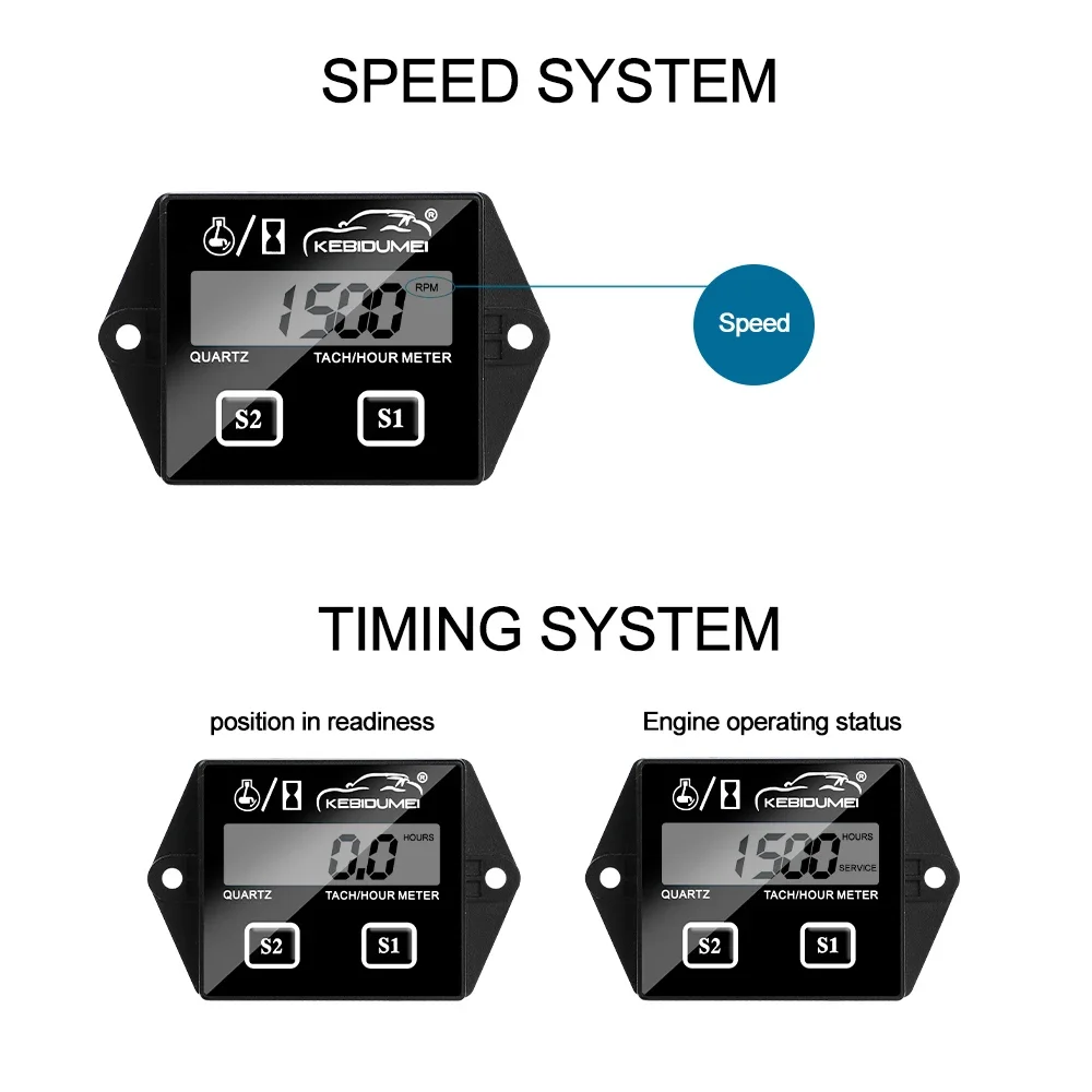 Newest Digital Engine Tach Tachometer Hour Meter Gauge Inductive Display For Motorcycle Motor Marine chainsaw pit bike Boat