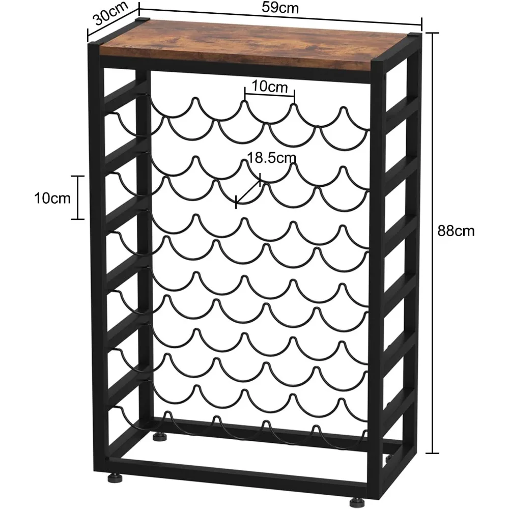 6-Tier Wine Rack with Wooden Table Top, Holds 30 Bottles, Freestanding Floor Storage for Kitchen Bar Pantry