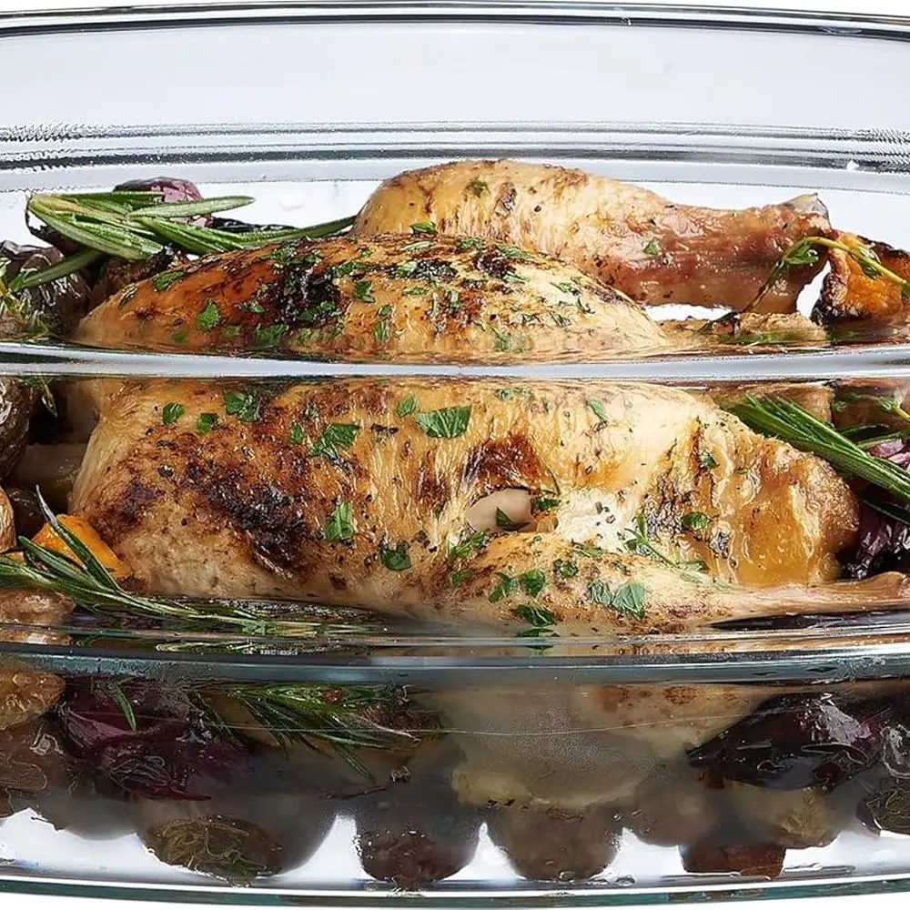 

Oven-Safe Glass Casserole Dish, 3-Quart, Oblong with Lid, Microwave & Dishwasher Safe for Baking and Serving
