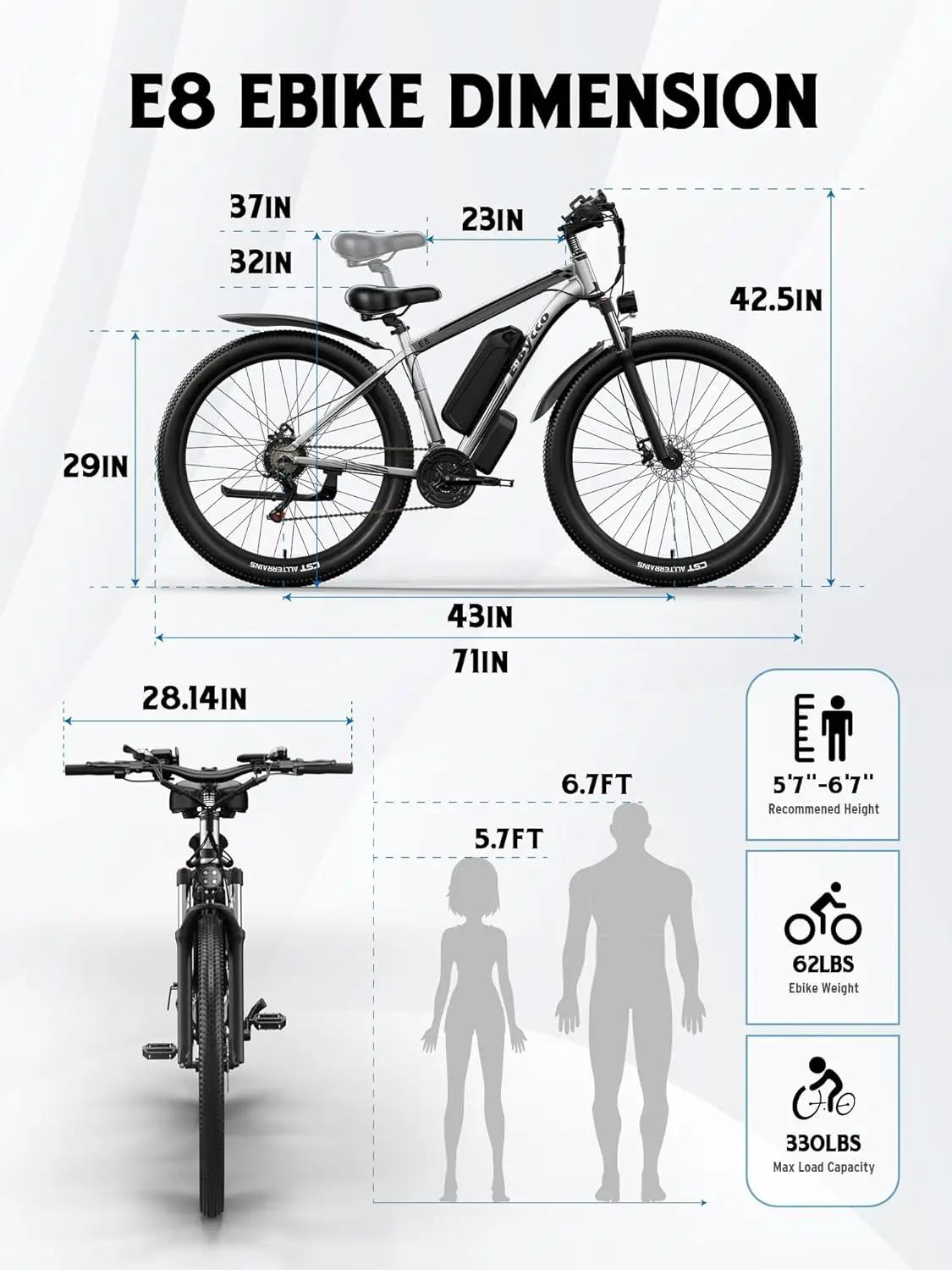 มอเตอร์จักรยานไฟฟ้า29 ''1000W สำหรับผู้ใหญ่32MPH พร้อมแบตเตอรี่17.5AH 48V ความเร็วสูงถึง65ไมล์7สปีดแป้นเหยียบช่วยคันเร่งคลาส3