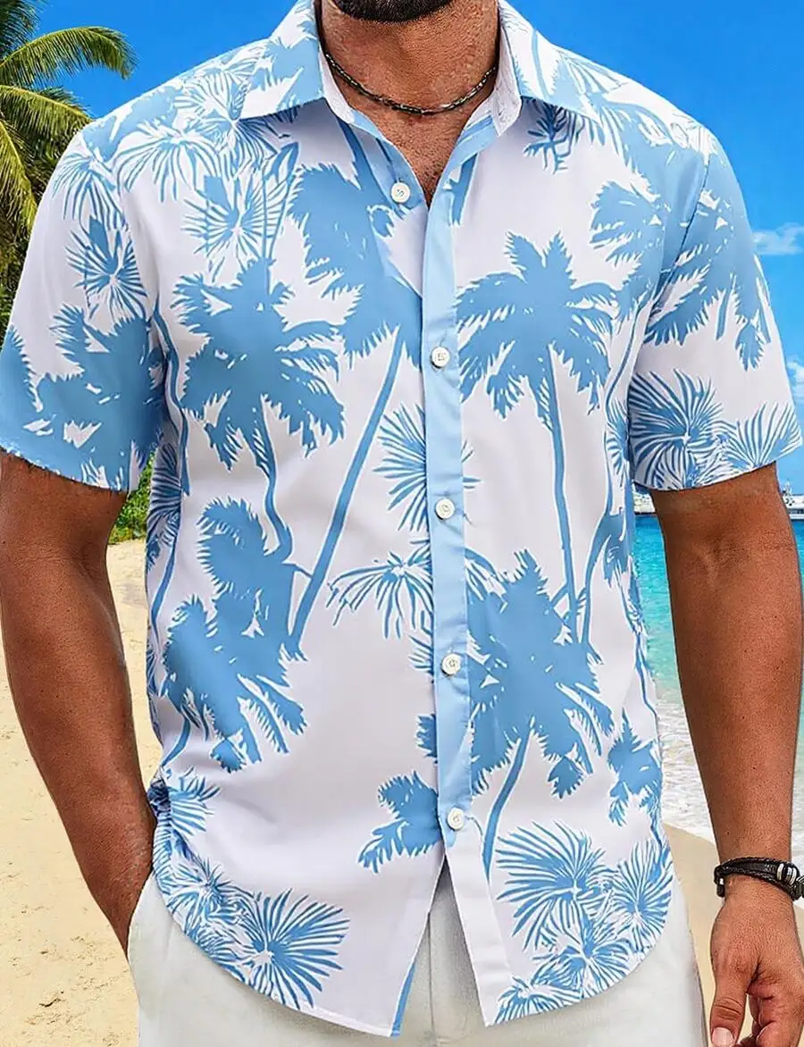 

Mens Hawaiian Shirt Short Sleeve Tropical Print Button Down Summer Beach Casual Lightweight Top