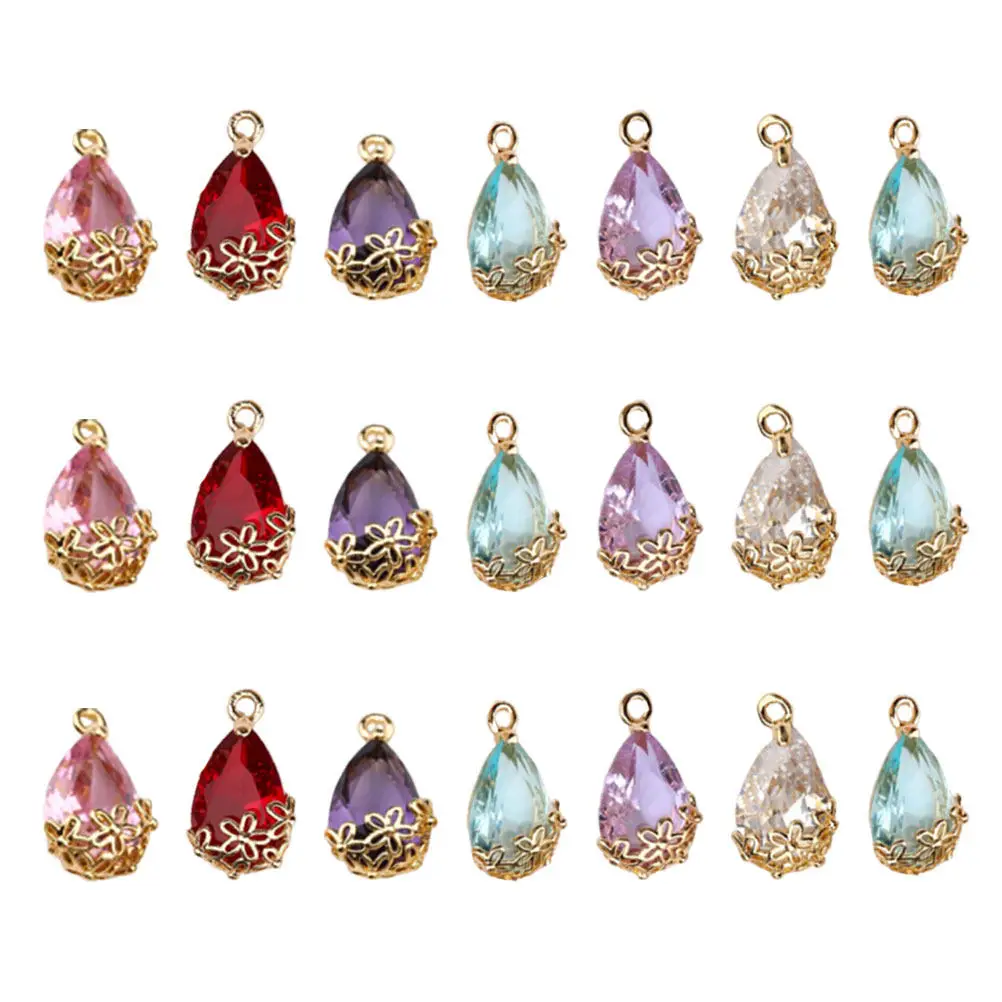 21Pcs Eye Catching Watermelon Shape Zircon Pendants Glass DIY Jewelry Charms for Necklace Bracelet Dangle Scrapbooking Keyring
